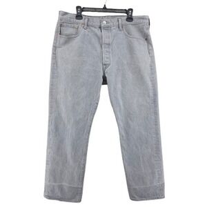 Levis 501 Straight Leg Relaxed Fit Gray Button Fly Jeans Mens 40x32